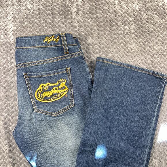 UGals Jeans Florida Gators Size 11 12 Denim Flare Pants Football Gameday - Picture 1 of 10